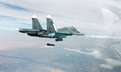 Avión Su-34 Bombarderos rusos desplegados en Irán atacan posiciones terroristas en Siria